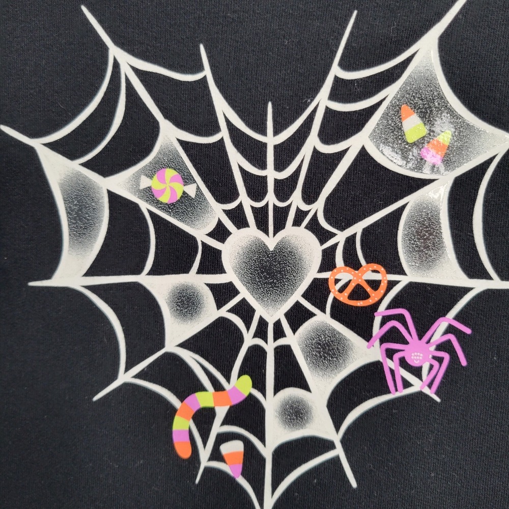 Cat‎ & Jack Halloween Sweatshirt, Spiderweb, Candy, Girls, Size L (10/12) - Picture 2 of 5